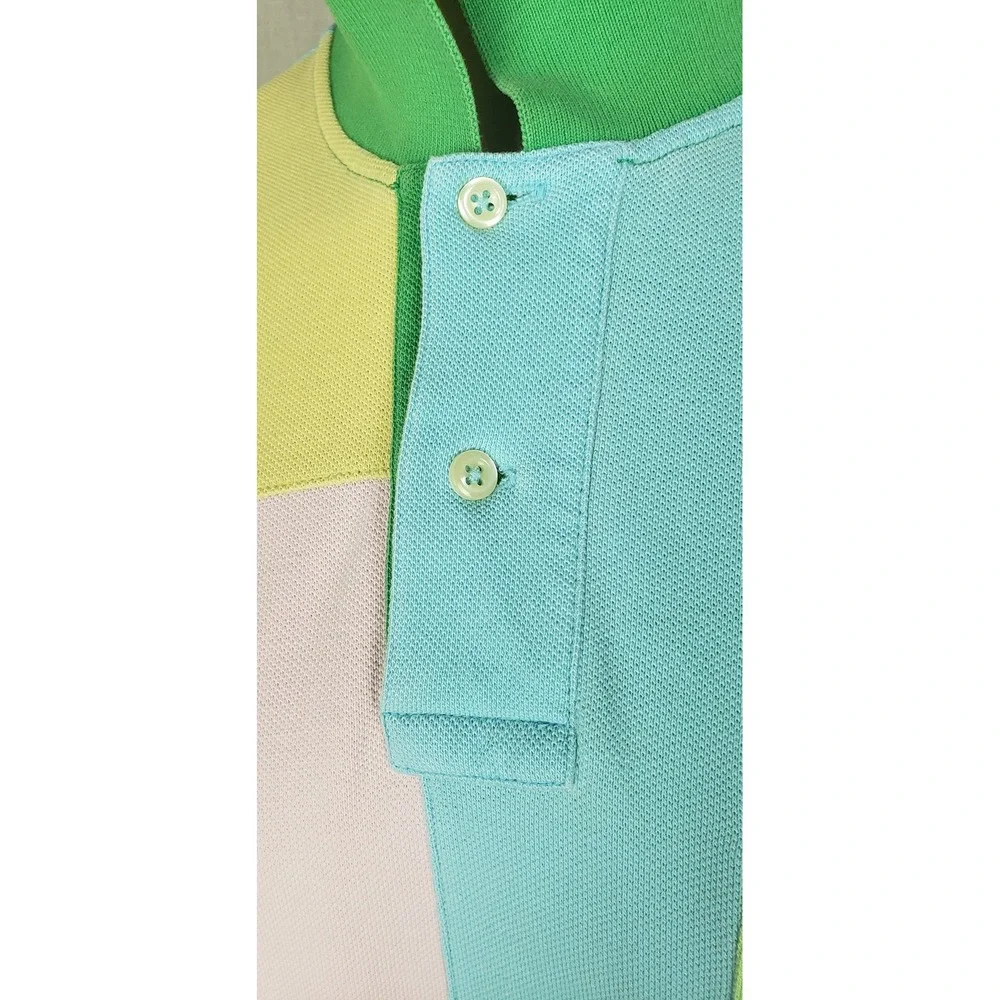 Polo Ralph Lauren Mens XL Patchwork Pastel Colorblock Polo Shirt Retro Summer